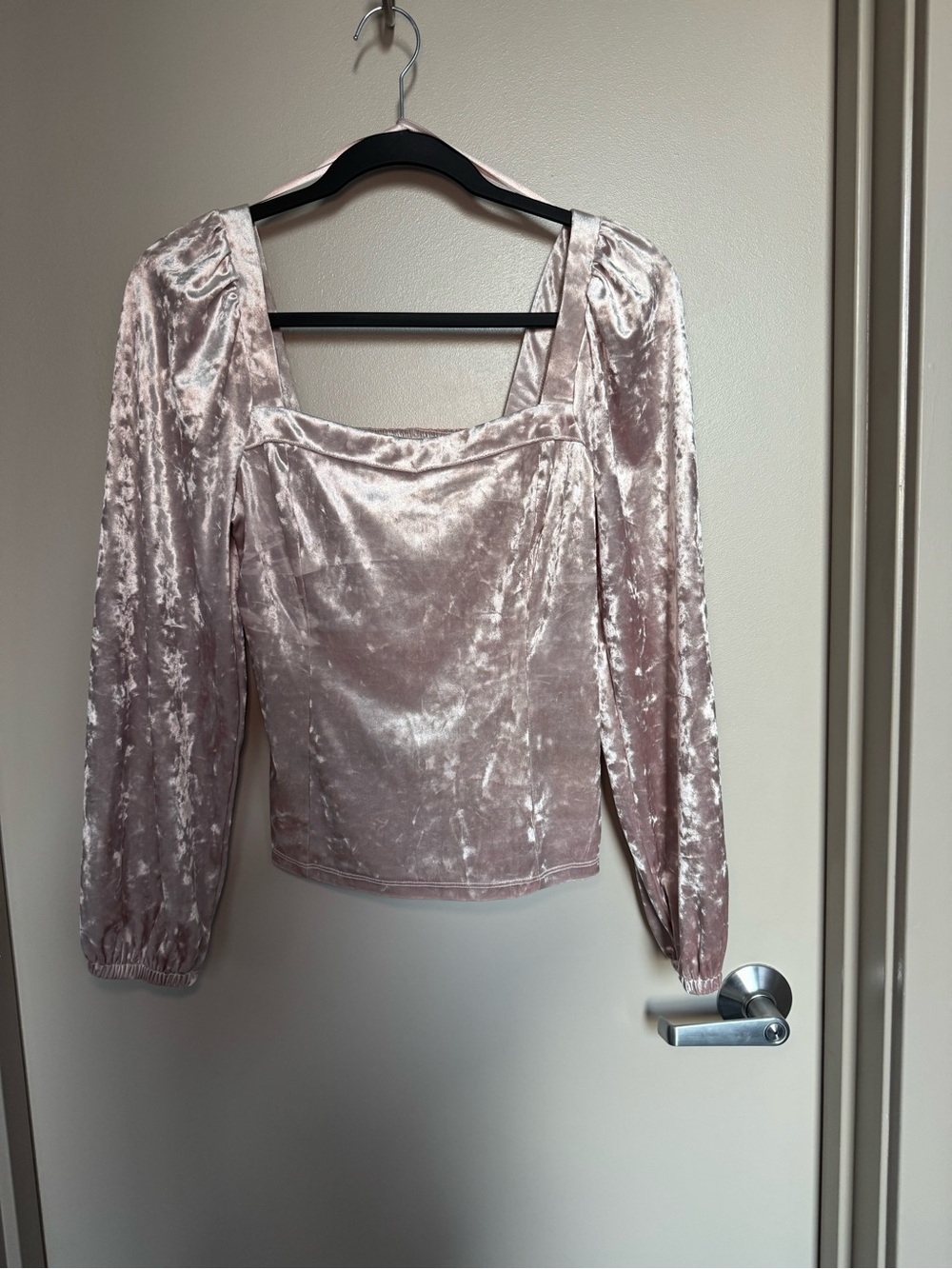 Anthropologie Jessima Crushed Velvet Festive Puff Sleeve Blouse